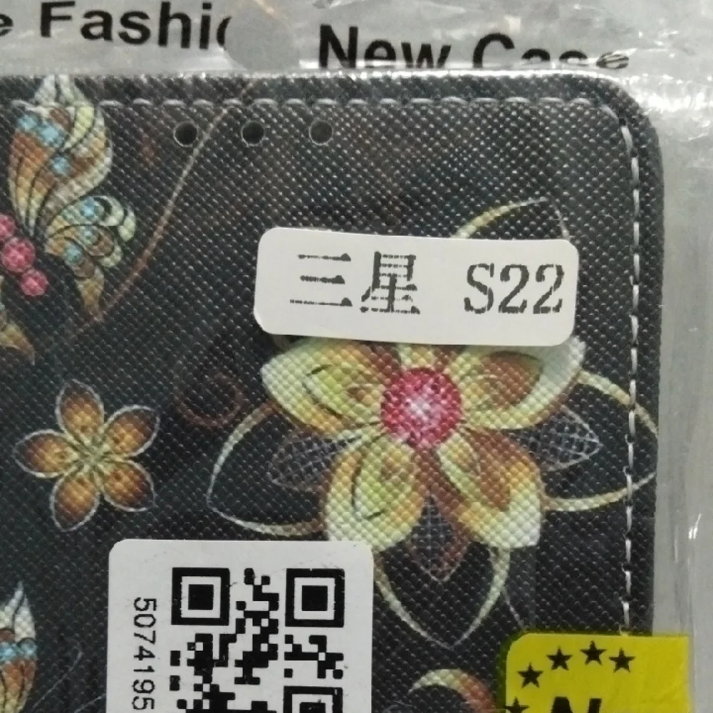 Samsung Galaxy S22 Black and Gold Floral Butterfly Case‎ W/Strap And Card Slots.